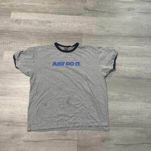 vtg y2k Nike Ringer T shirt Silver tag large gray Just Do It USA